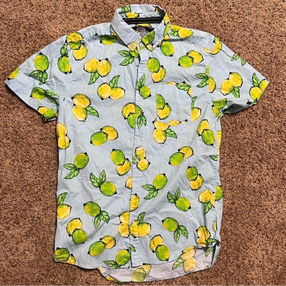 Light blue lemon Hawaiian button up